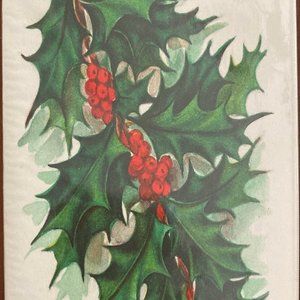 Vintage Christmas Cards / Unused Unopened / Holly